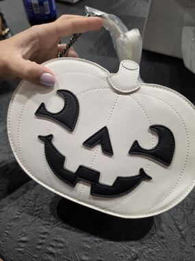 MAD Engine White Pumpkin Jack-O'-Lantern halloween fall Mini Crossbody Bag